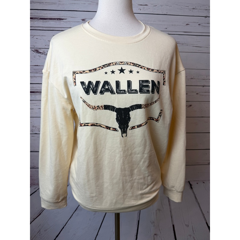Morgan Wallen Sweatshirt Small Bull Skull Country Music Western Womens Longhorn